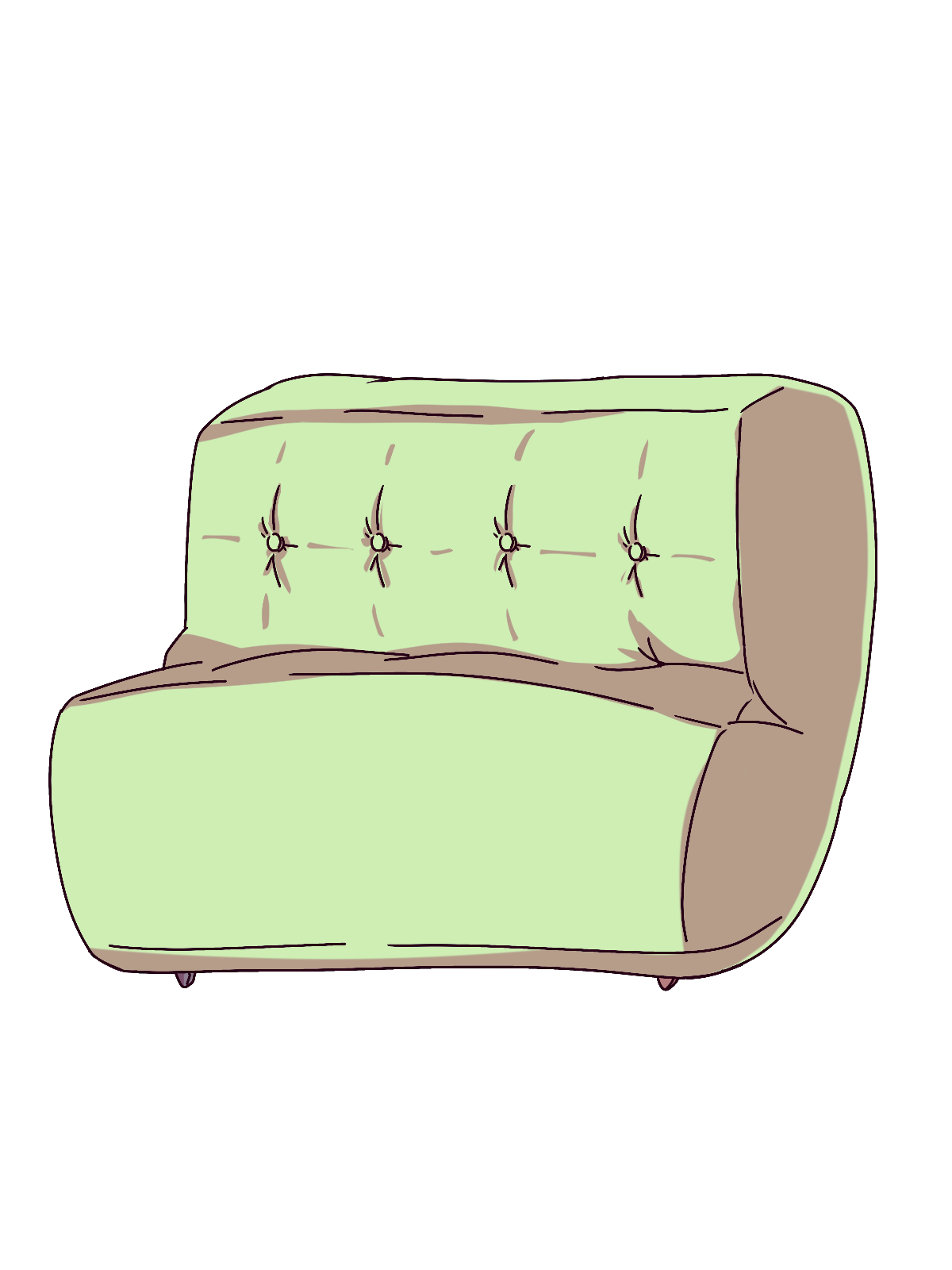 黄緑色のソファのイラスト