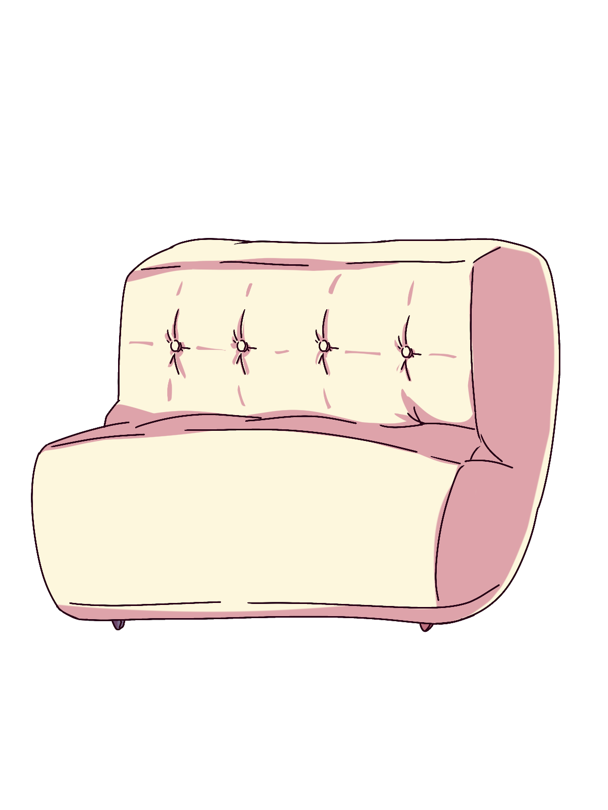 クリーム色のソファのイラスト